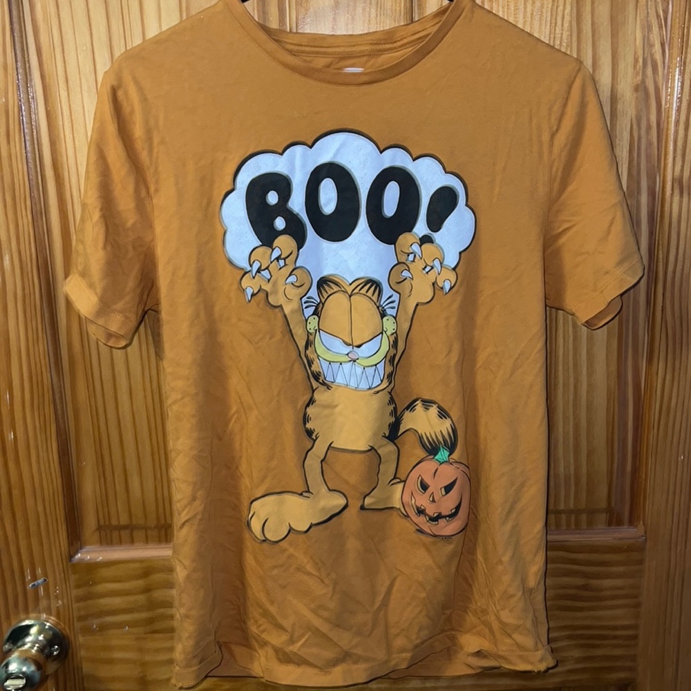Old Navy Garfield Orange Halloween Shirt Size M